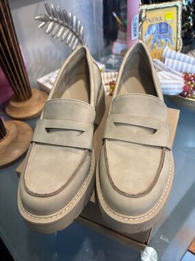 Madden Girl Taupe Penny Loafers with Platform Sole